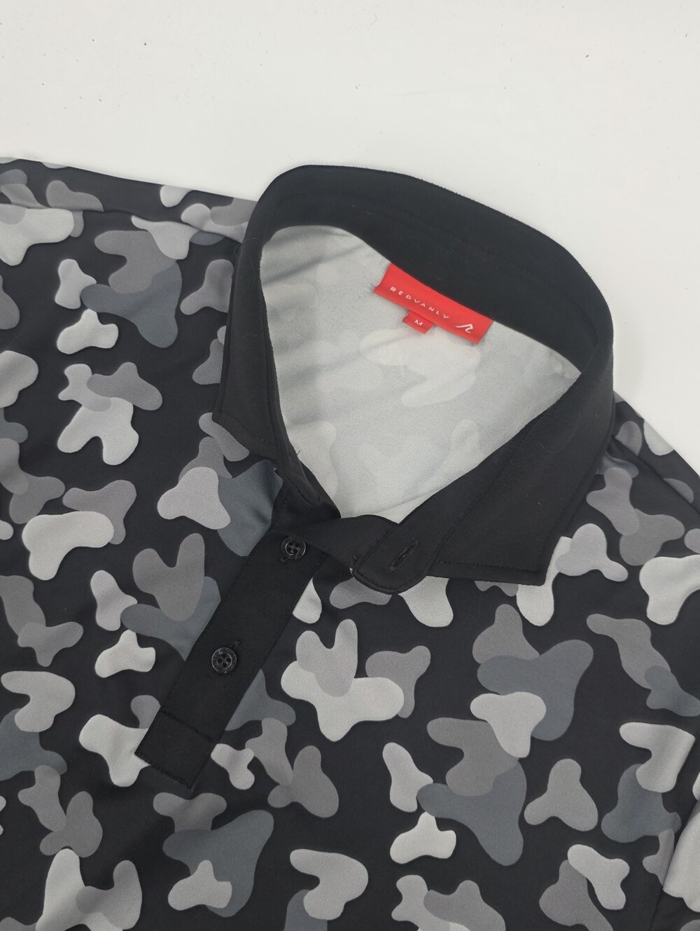 Redvanly Black Camo Short Sleeve Polo Shirt Men's Medium M